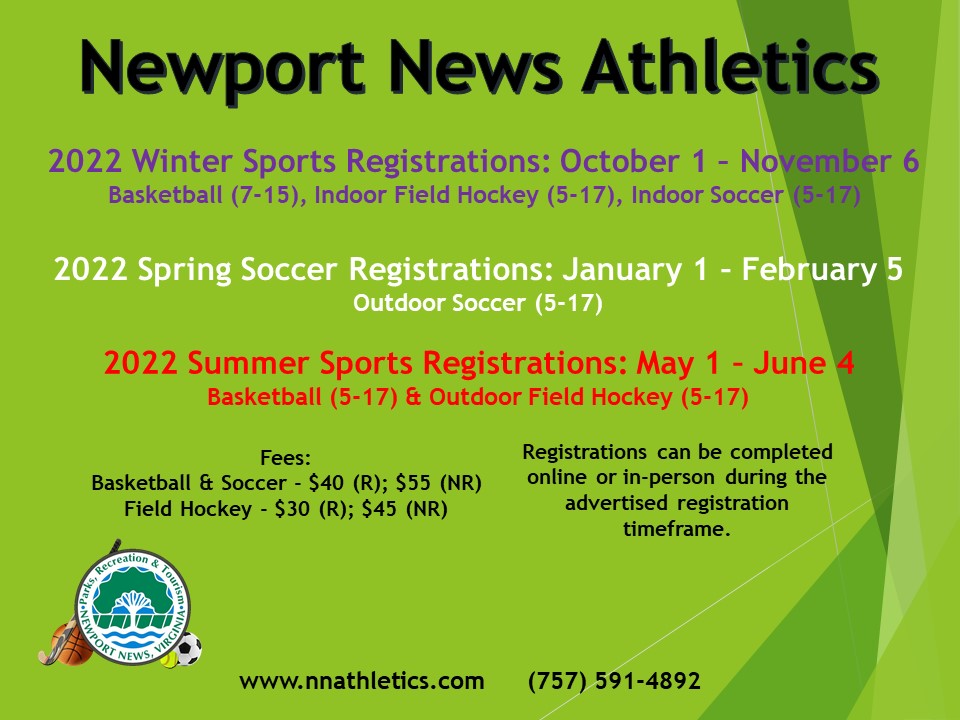 Newport News Athletics, Sports Registration, Oct 1-Nov 6